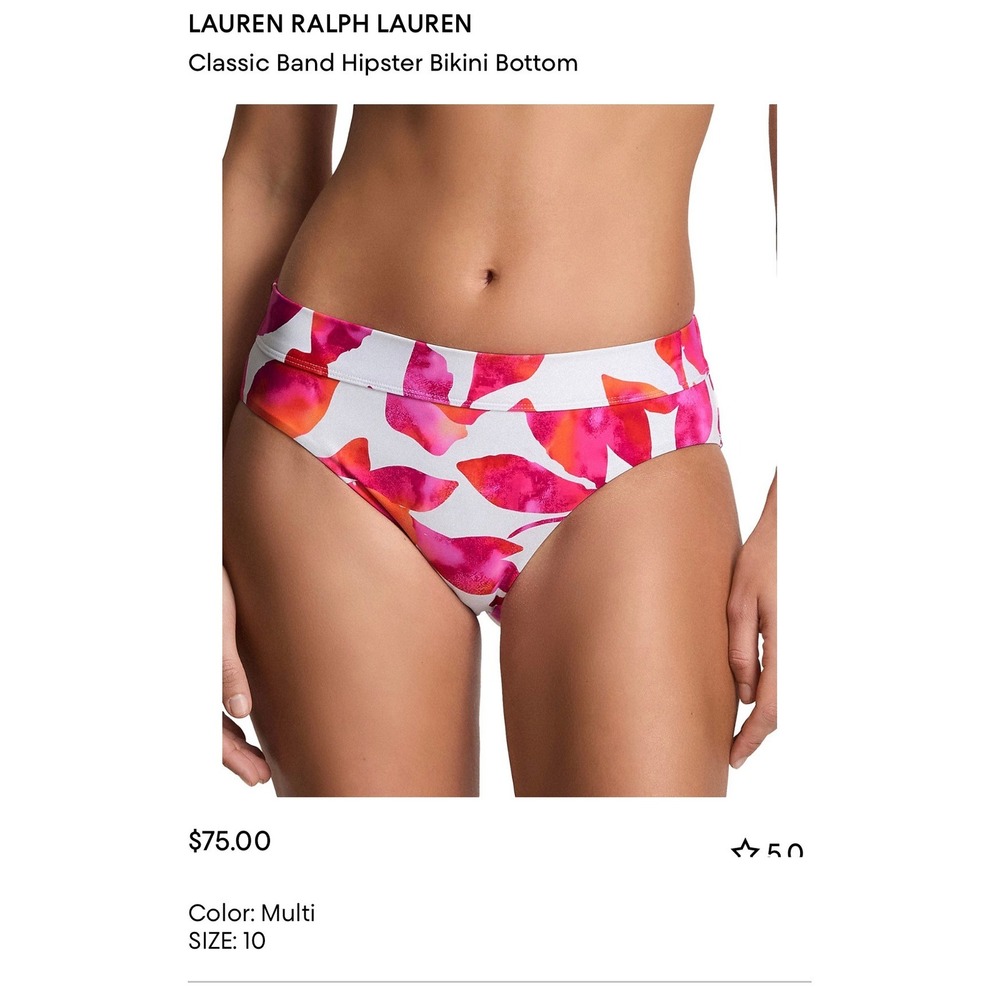 Lauren Ralph Lauren Classic Band Hipster Bikini Bottom Floral Multi 10 M